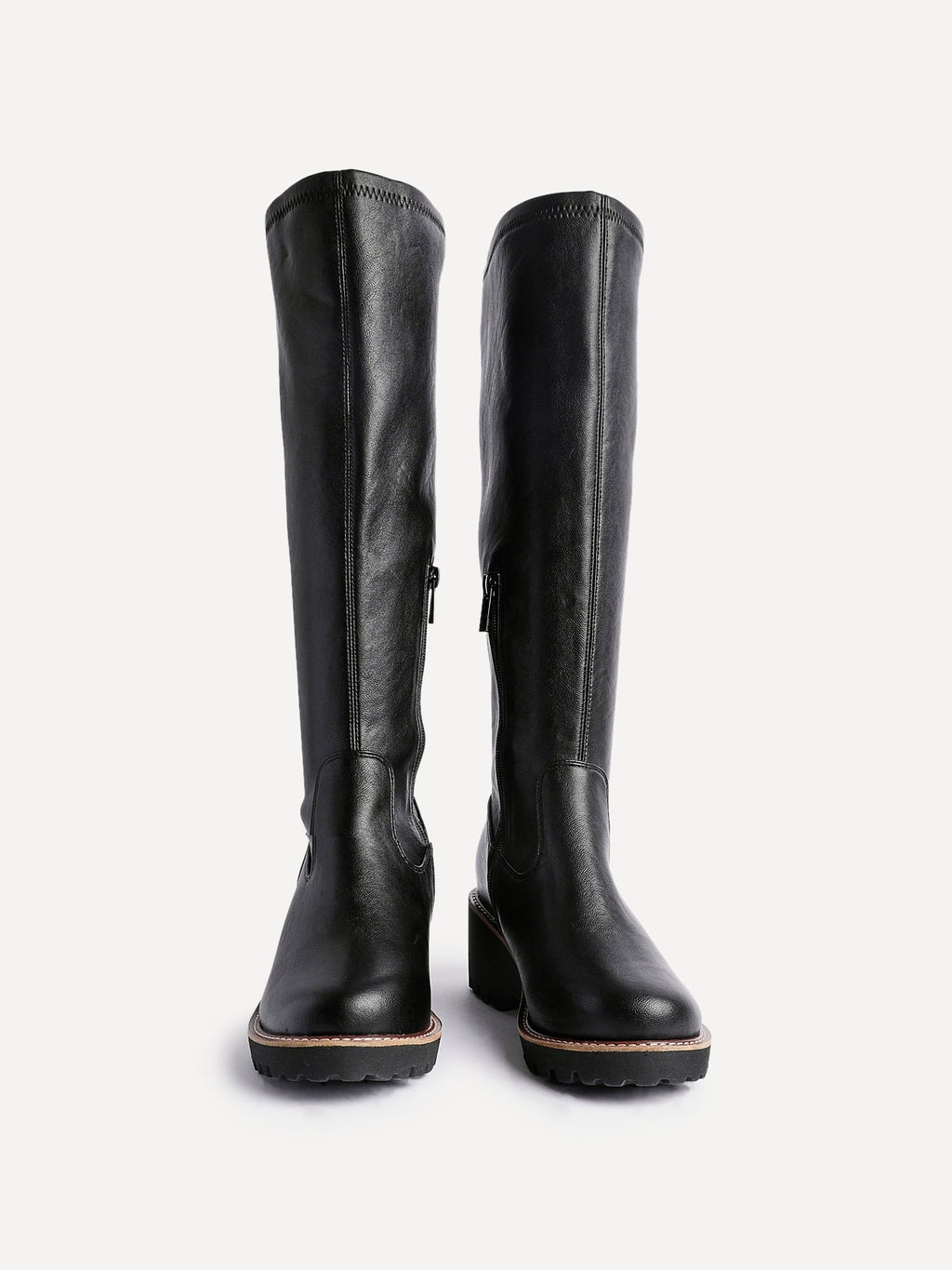 Maintain Wide Fit Black Faux Leather Long Boots