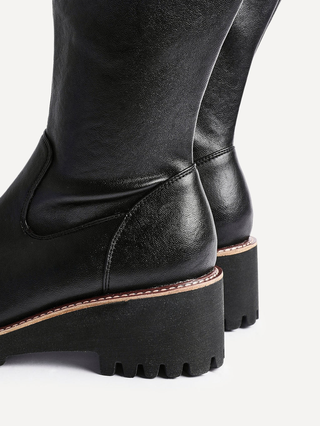 Maintain Wide Fit Black Faux Leather Long Boots