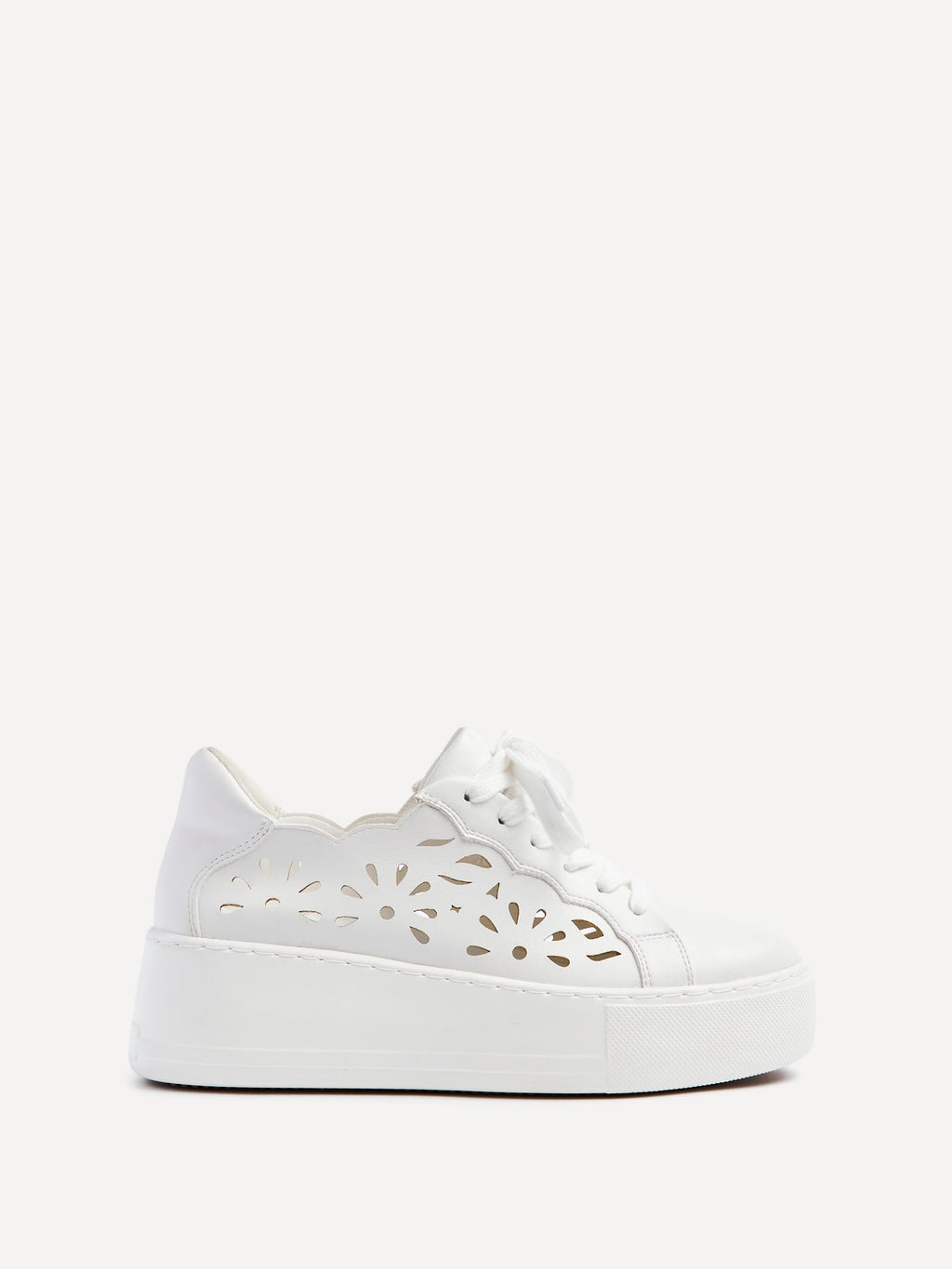 Mallory White Floral Faux Leather Trainers