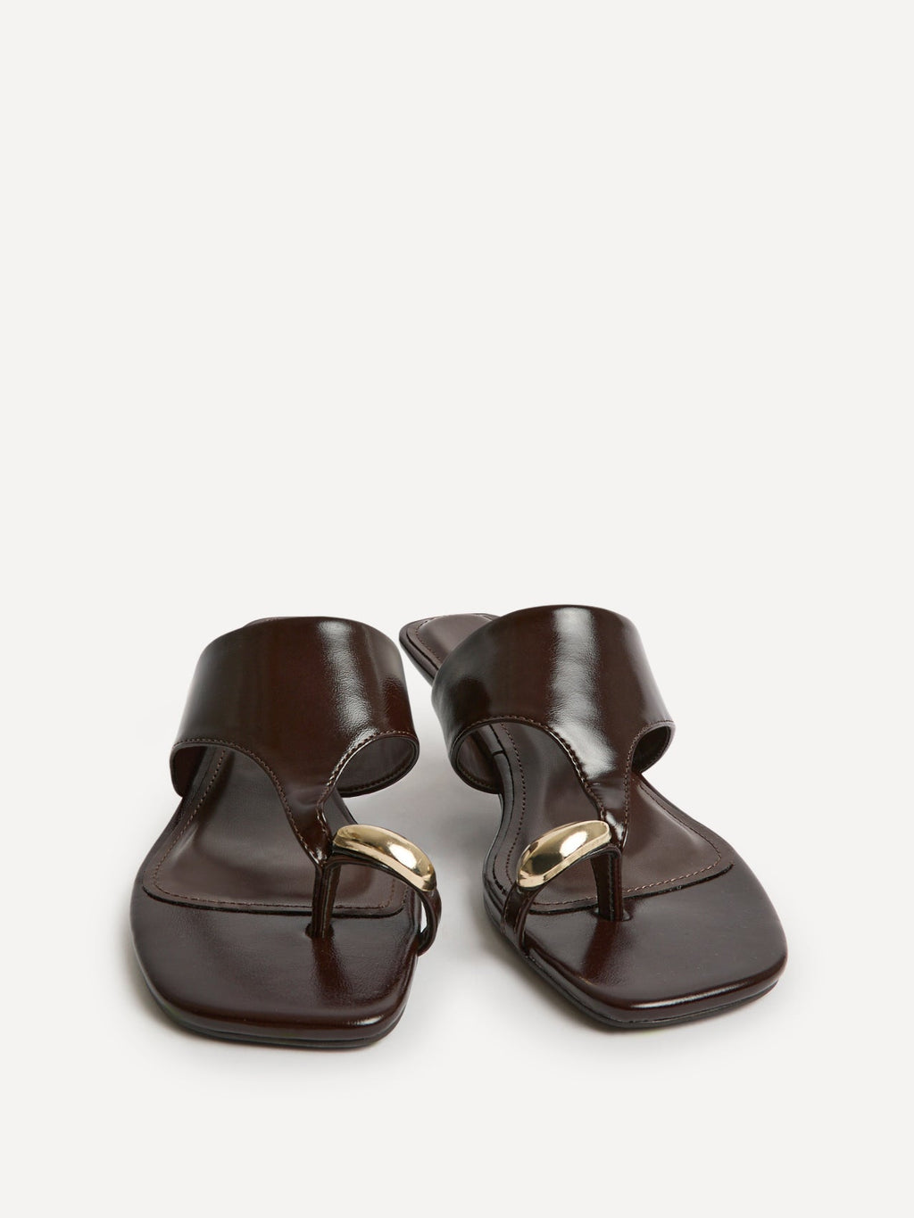 Manhattan Brown Faux Leather Mule Heels