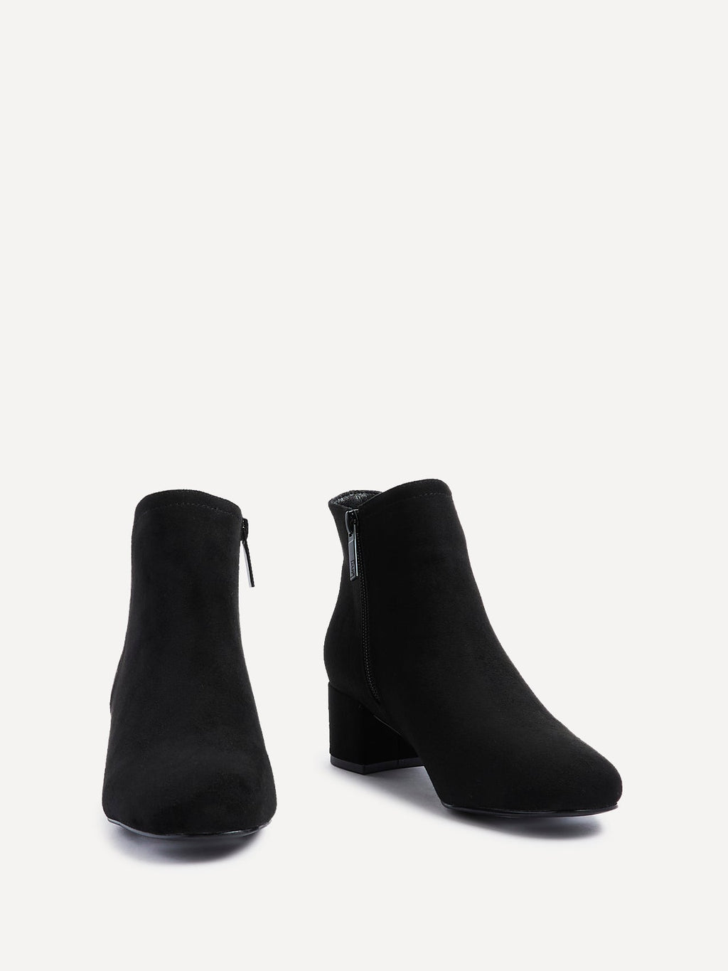 Manor Black Faux Suede Heeled Ankle Boots