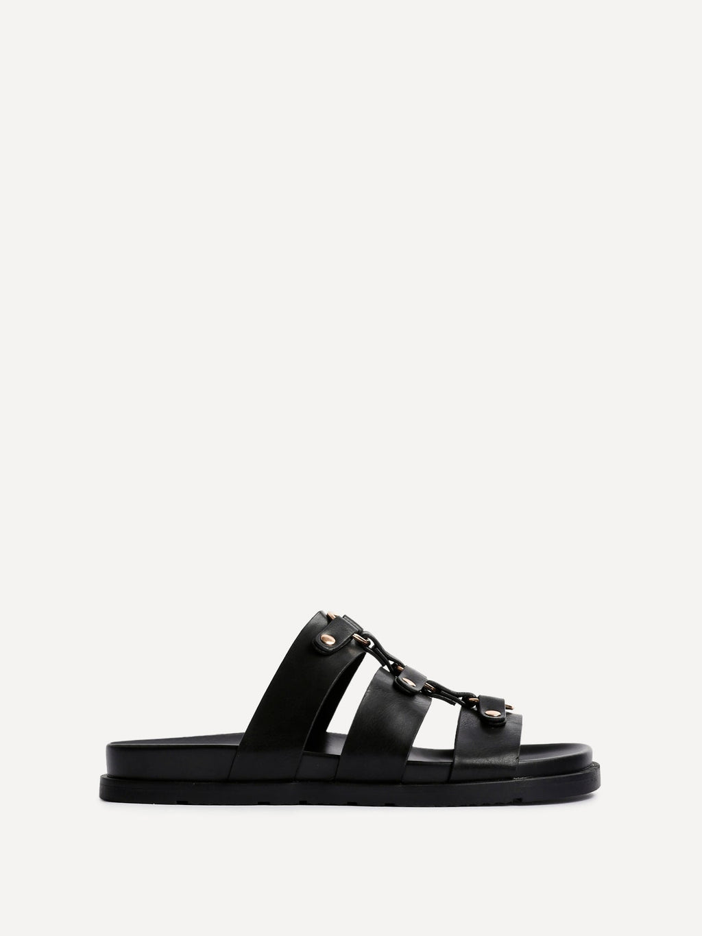 Marcia Black Studded Gladiator Slip-On Sandals