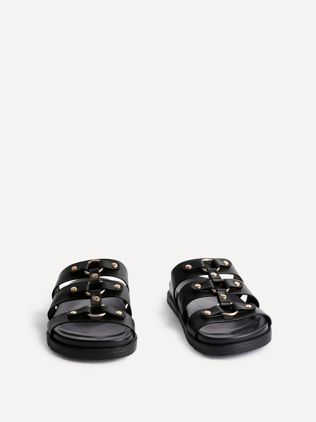Marcia Black Studded Gladiator Slip-On Sandals
