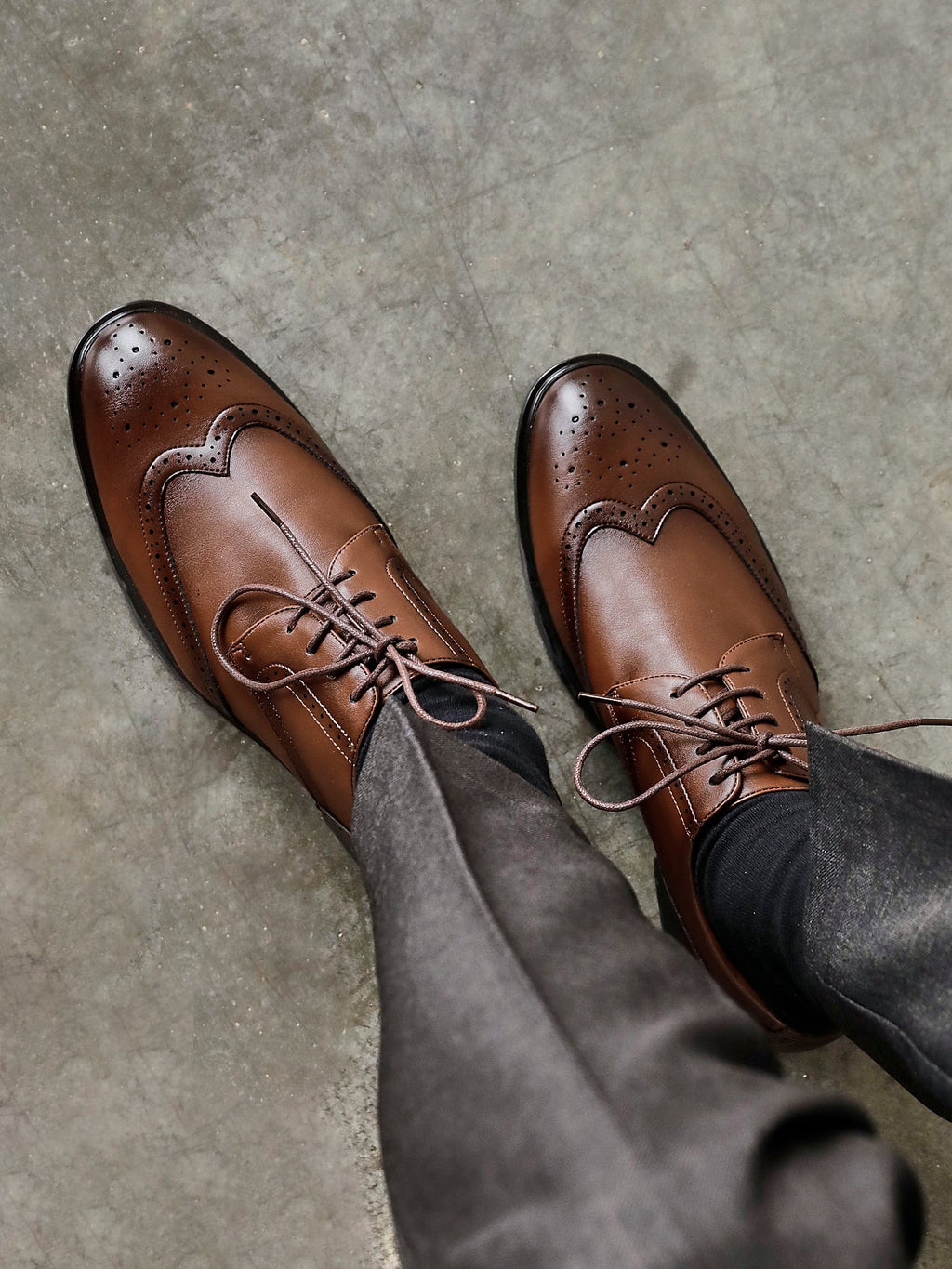 Marco Mens Brown Faux Leather Brogue Shoes