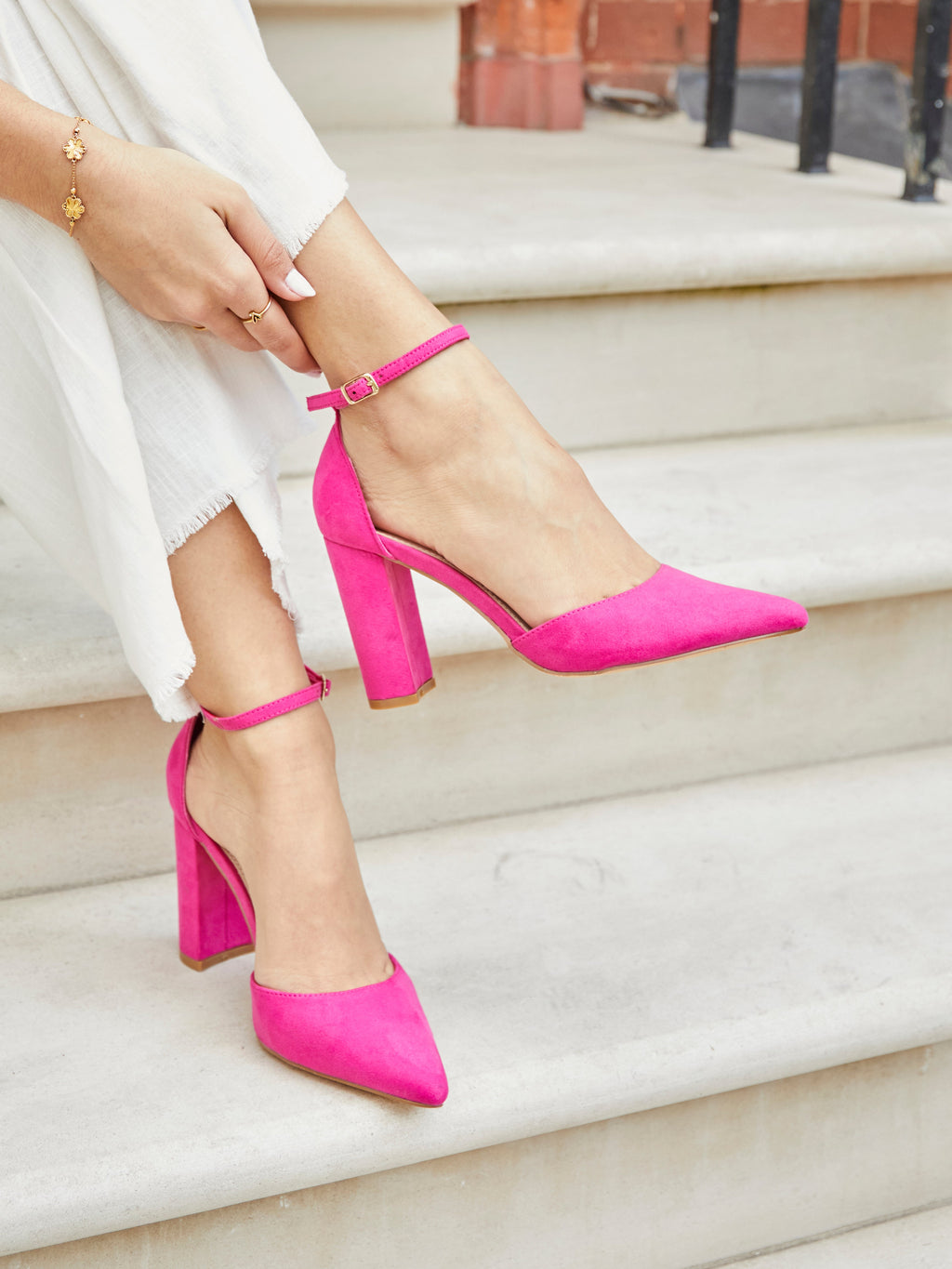 Marlie Pink Faux Suede Court Heels