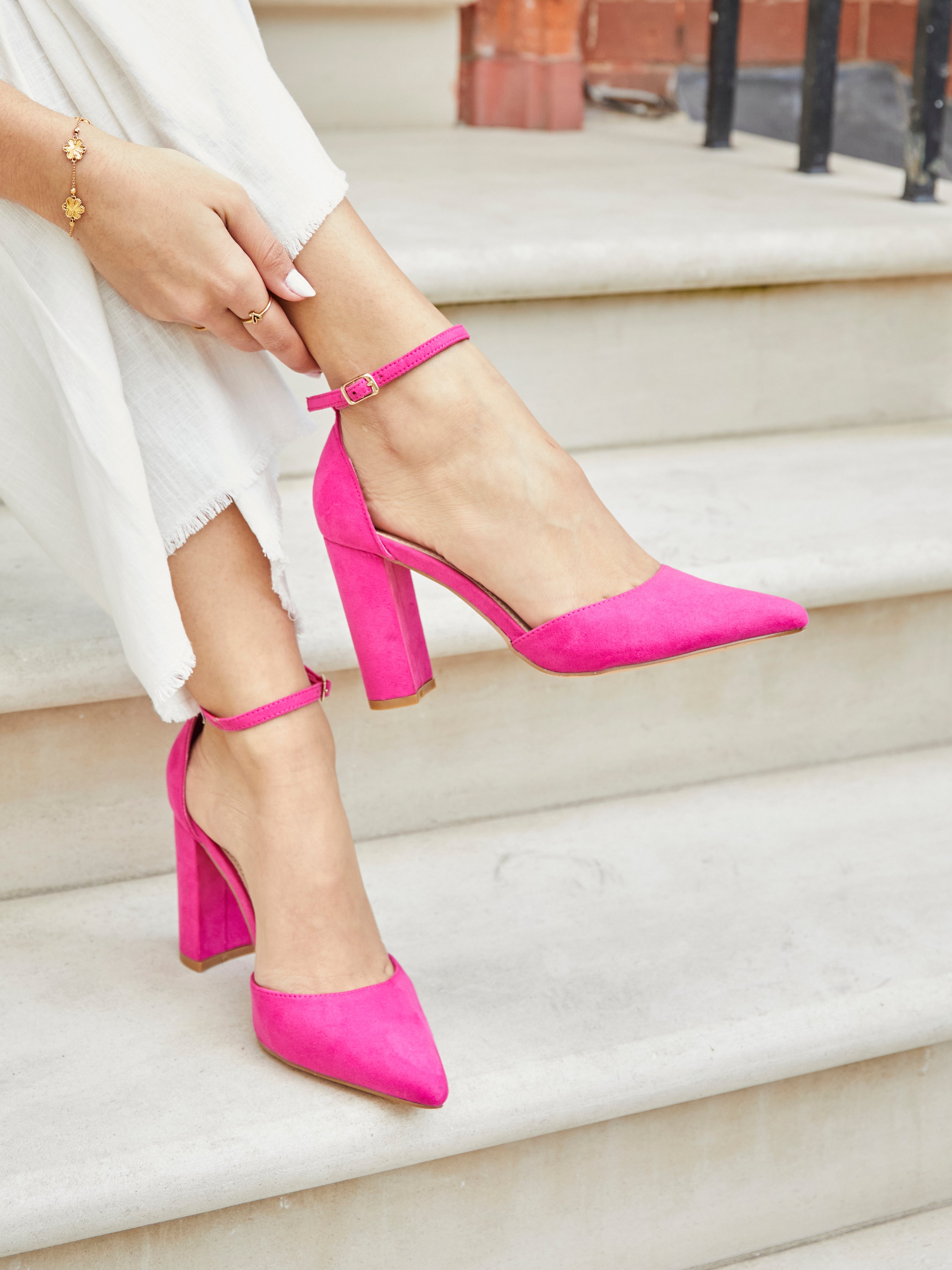 Marlie Pink Faux Suede Court Heels