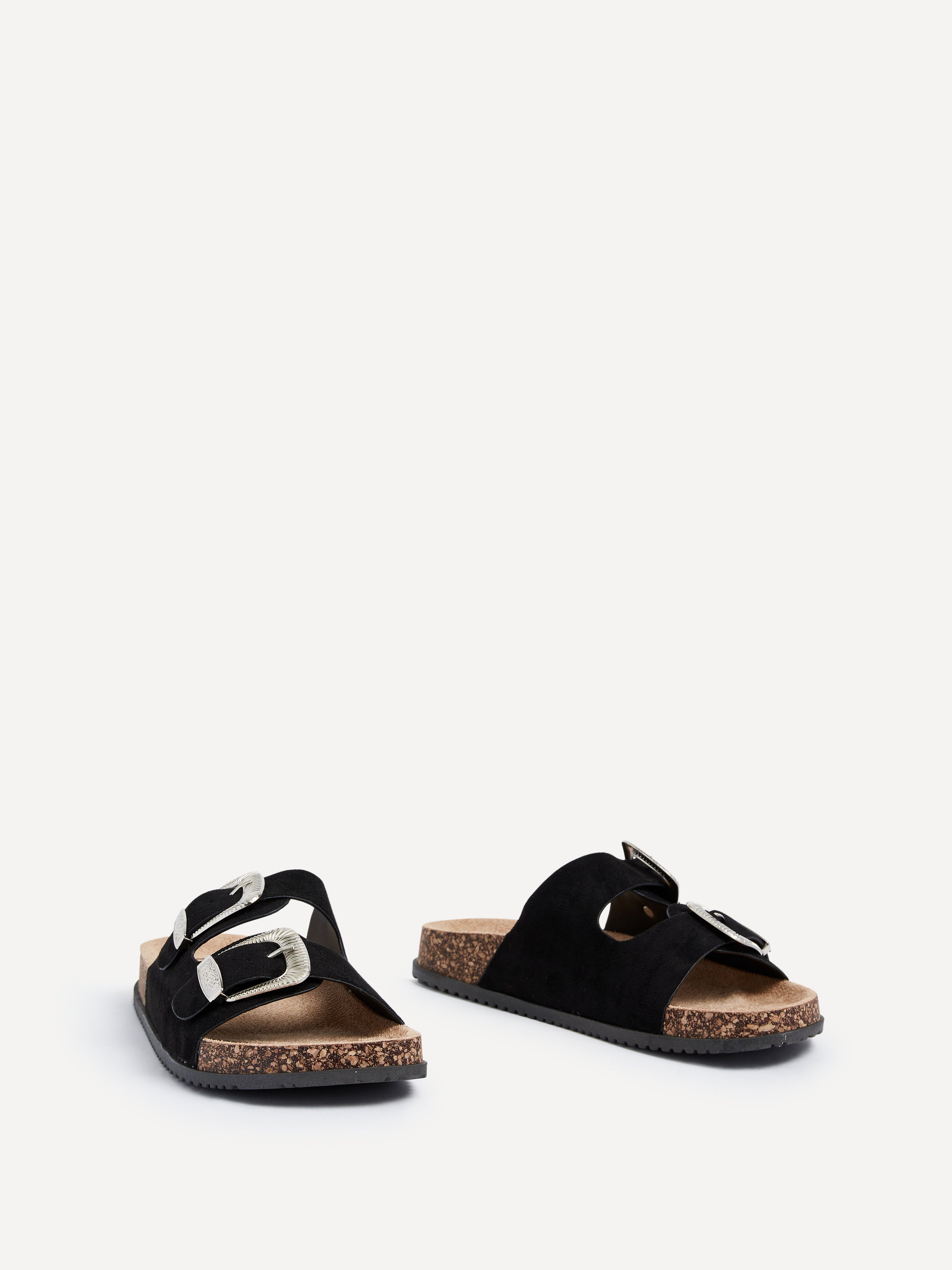 Marlow Black Western Buckle Sandals