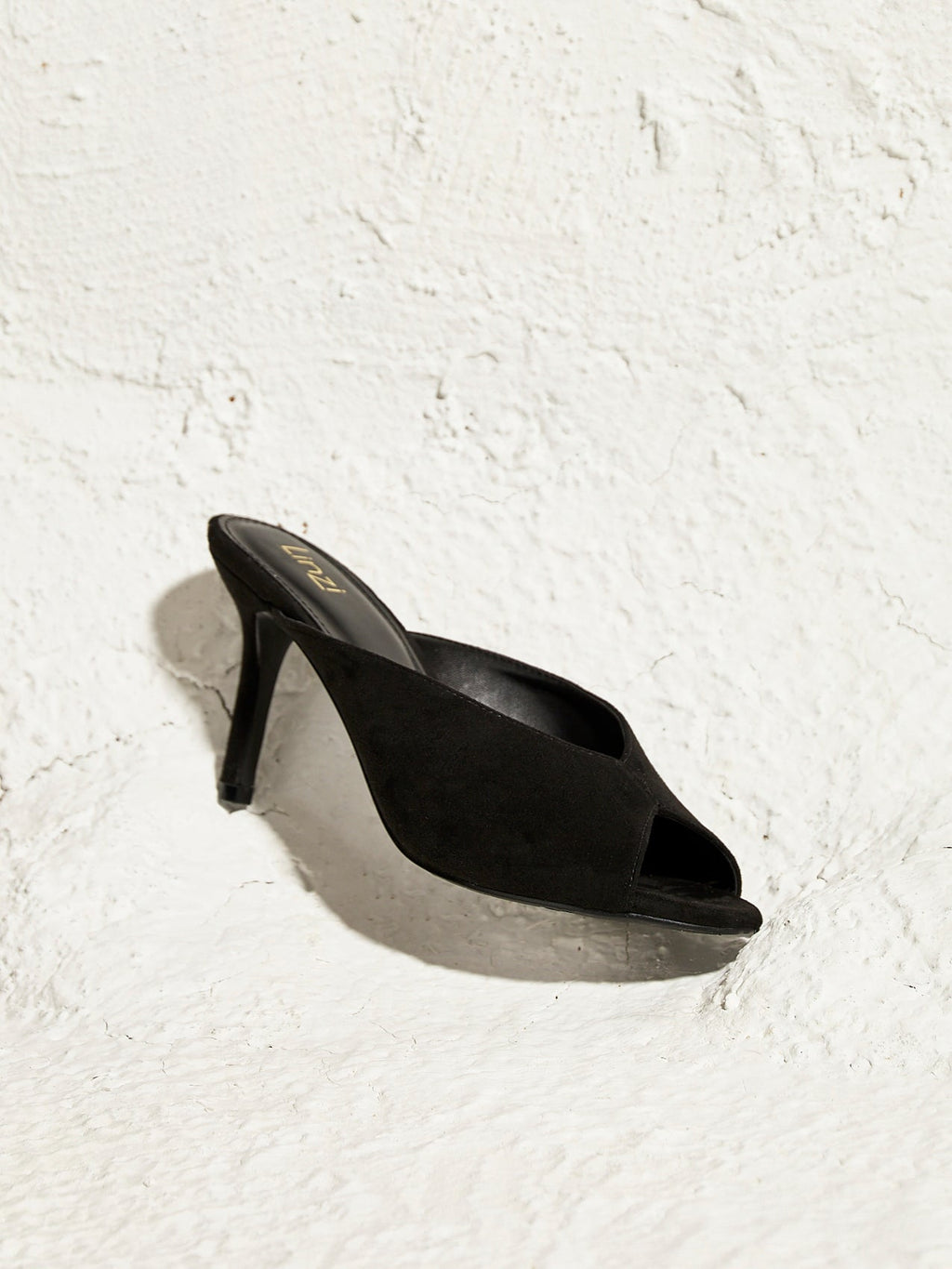 Marseille Black Peep Toe Mule Heels