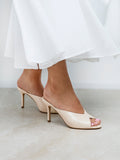 Marseille Ivory Peep Toe Mule Heels