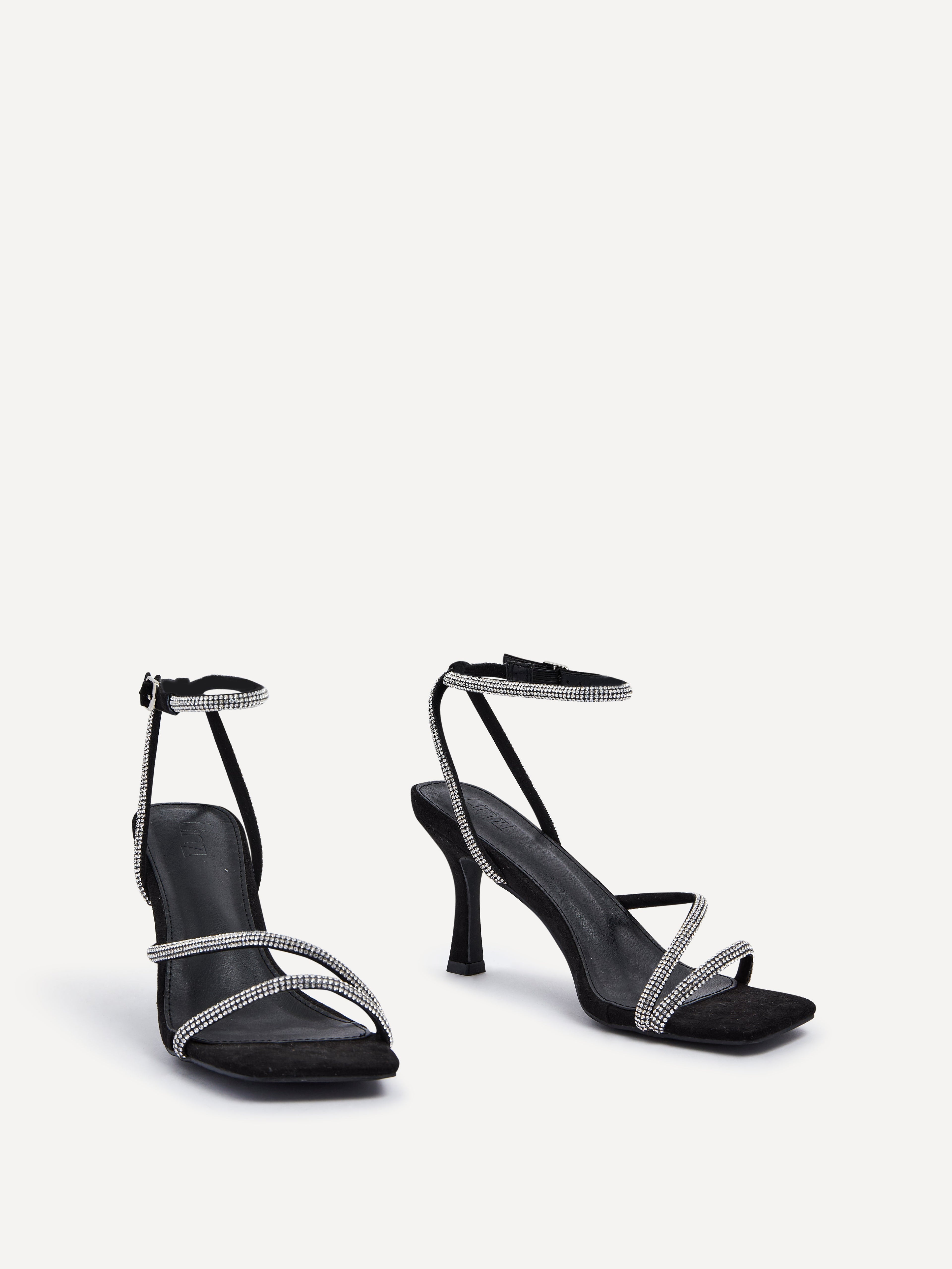 Mayfair Black Diamante Heeled Sandals