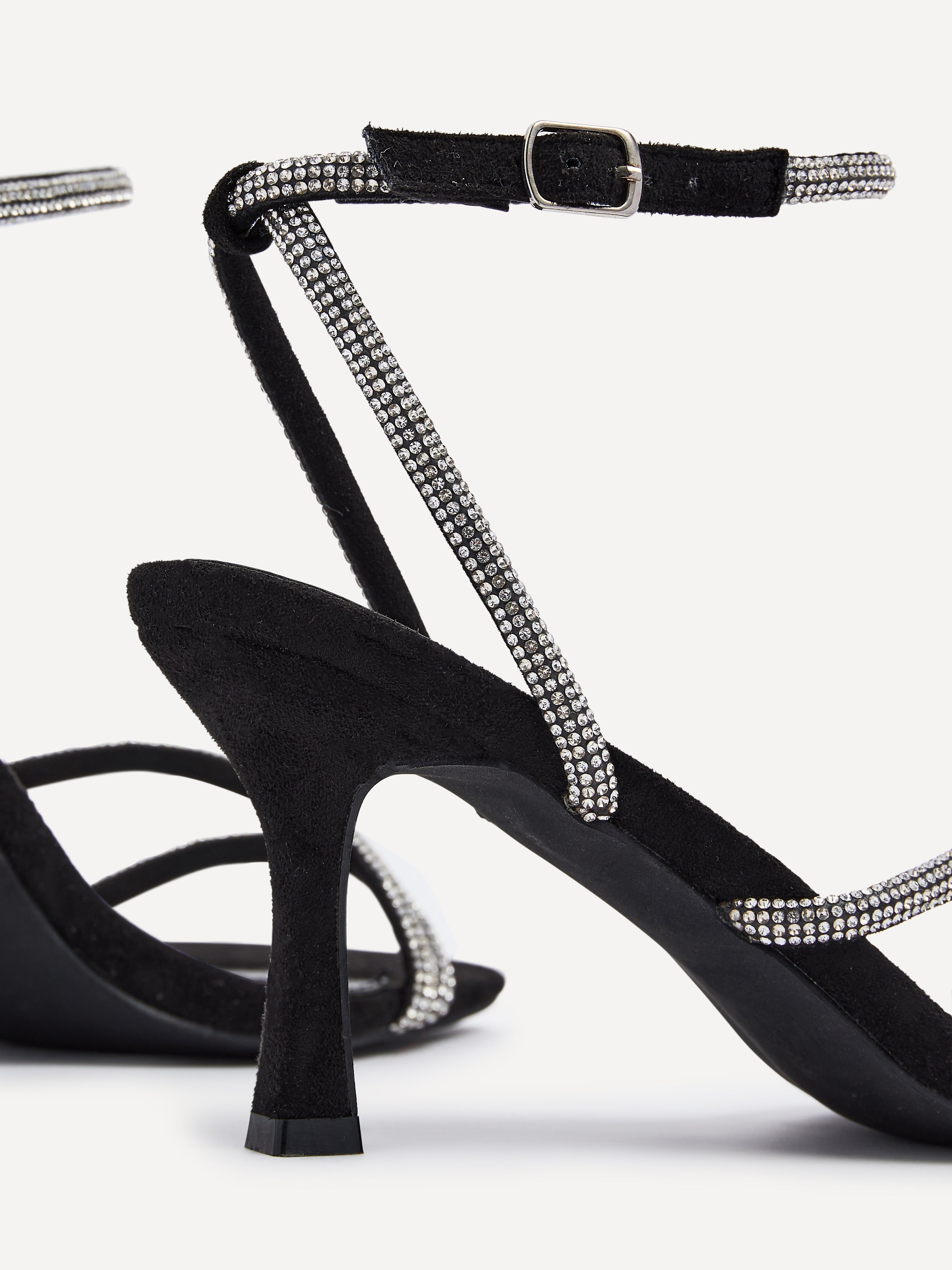 Mayfair Black Diamante Heeled Sandals