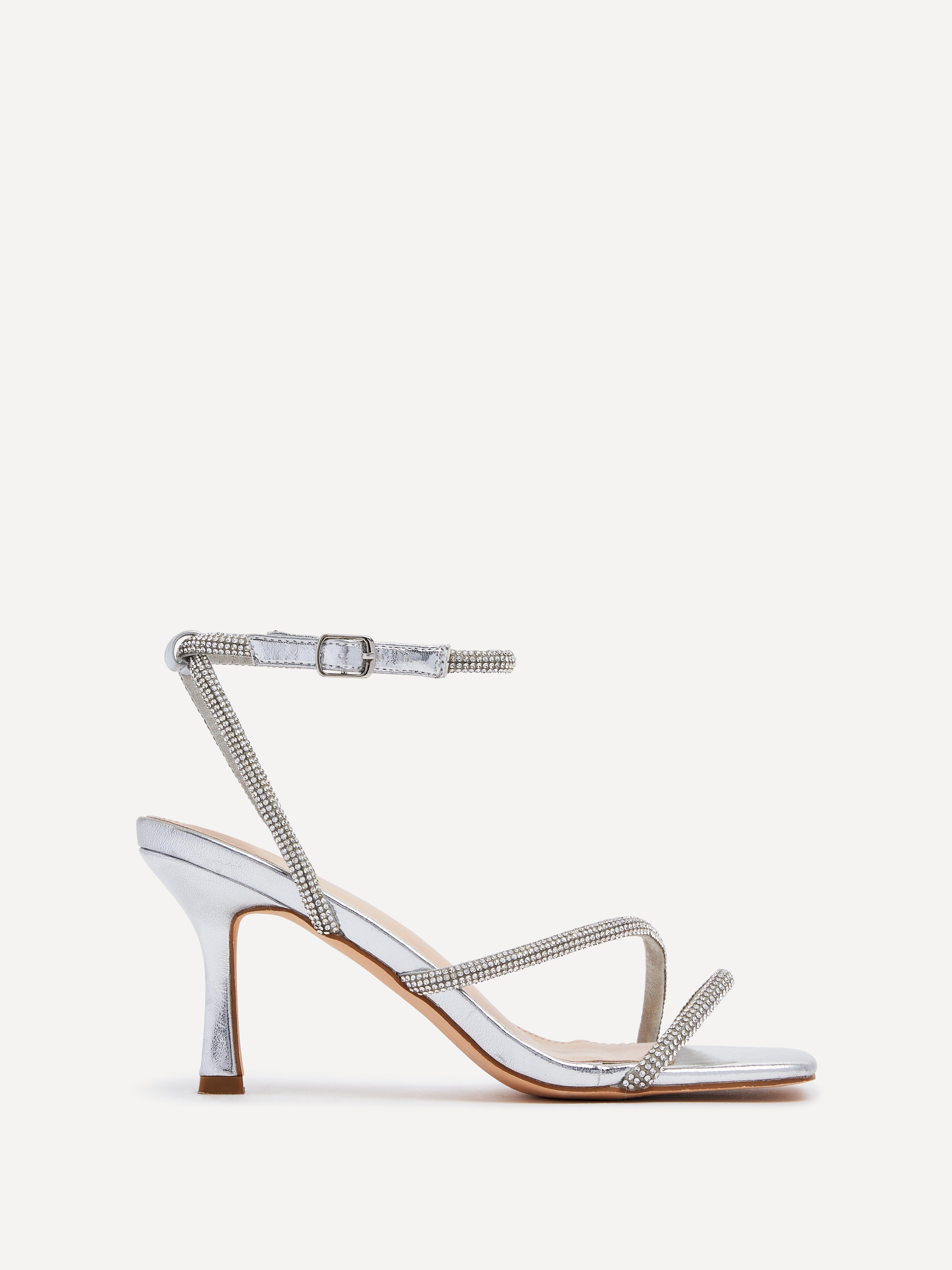 Mayfair Silver Diamante Heeled Sandals