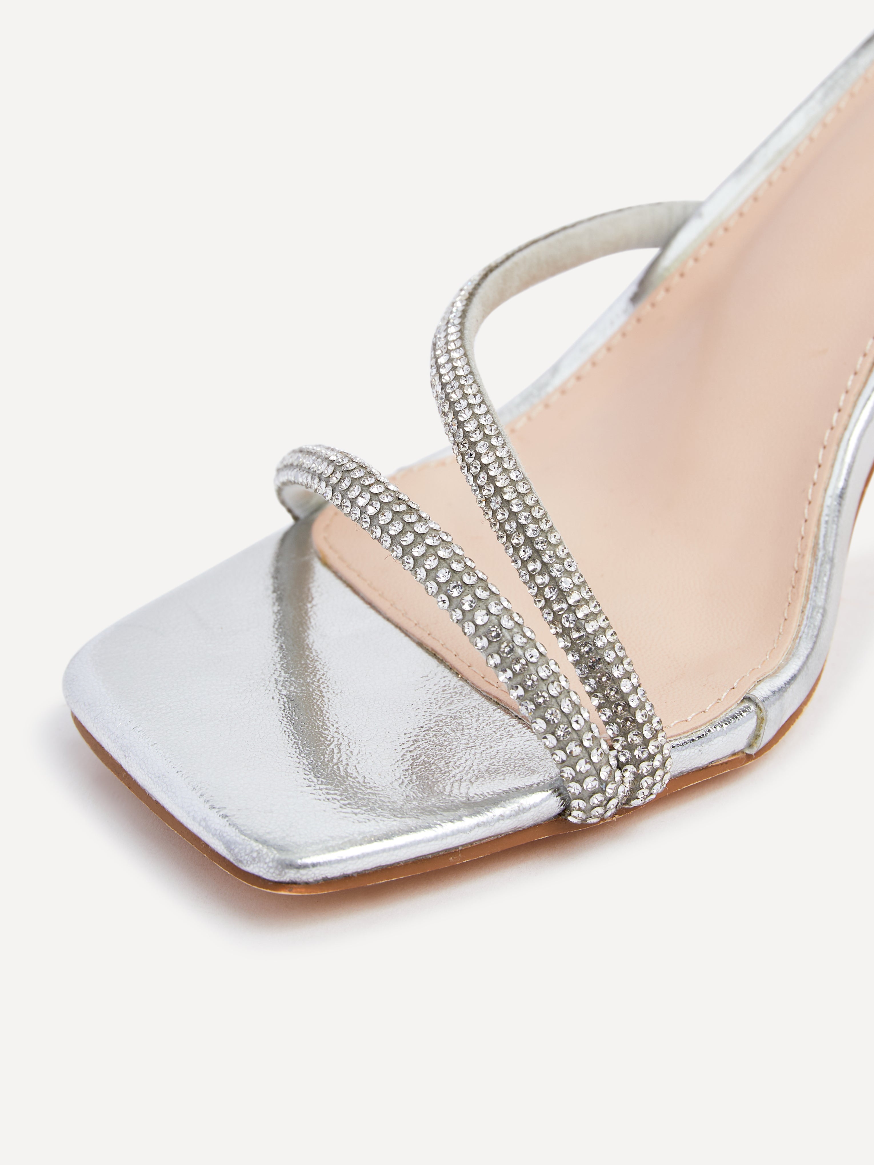 Mayfair Silver Diamante Heeled Sandals