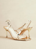 Midnight Gold Chrome Heeled Sandals