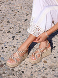 Mimosa Nude Plaited Flatform Wedged Sandals