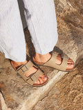 Mission Taupe Soft Footbed Double Buckle Sandals