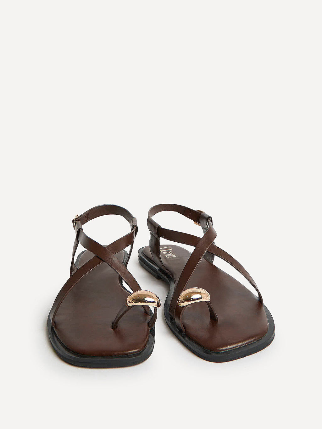 Mist Brown Toe Ring Flat Sandals