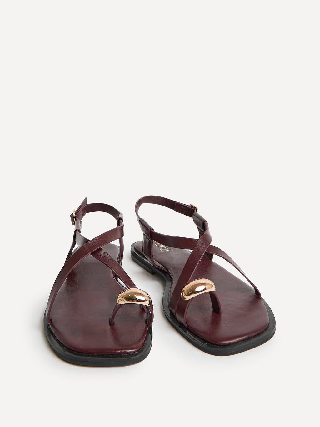 Mist Burgundy Toe Ring Flat Sandals