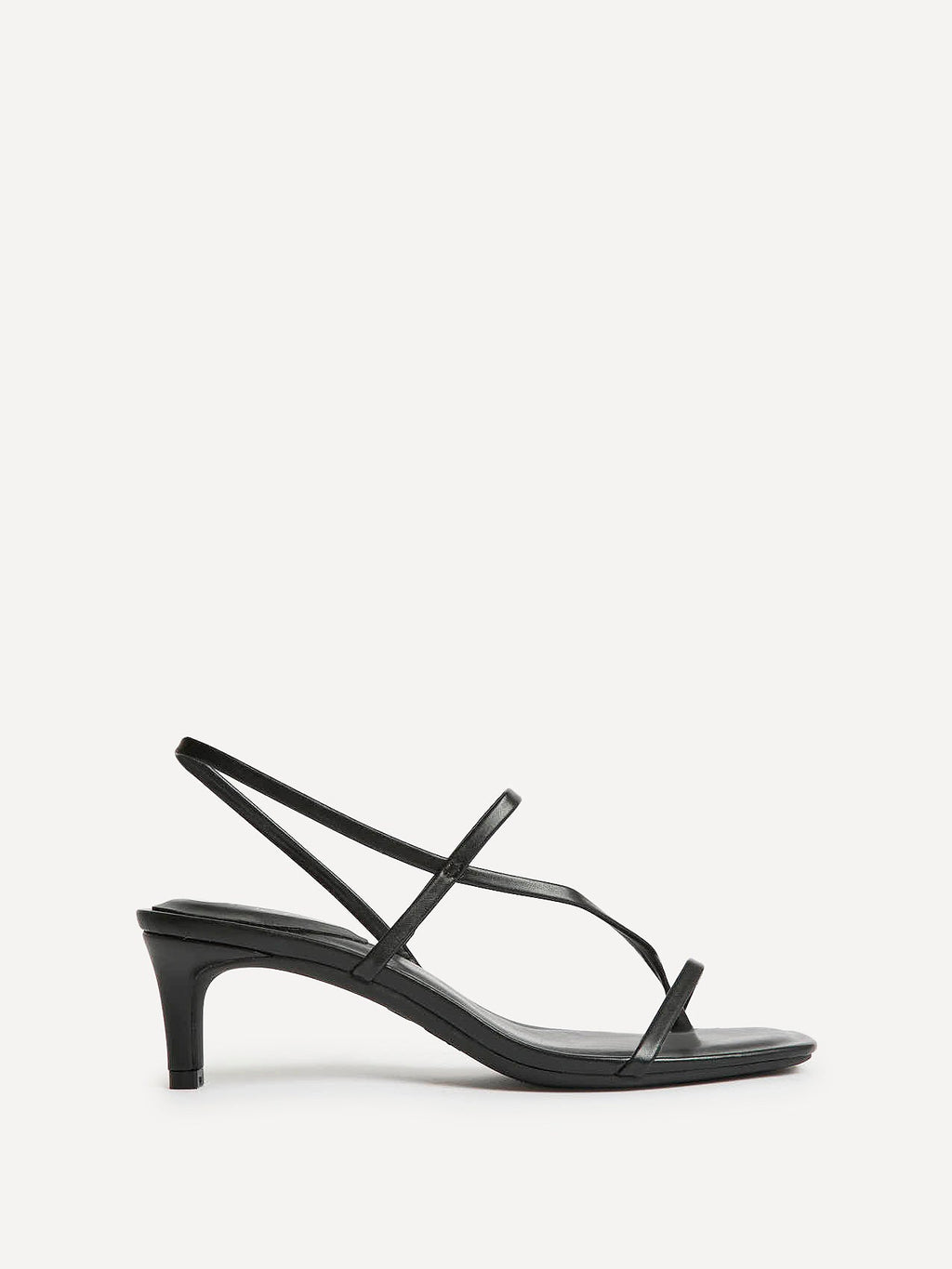 Mode Black Faux Leather Heeled Sandals