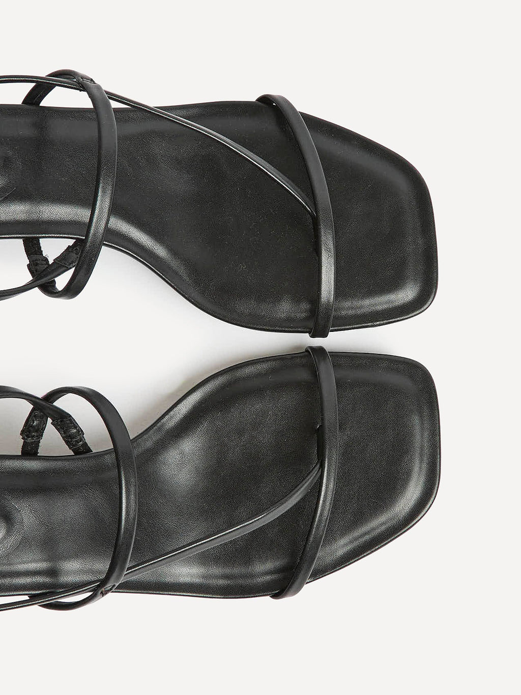 Mode Black Faux Leather Heeled Sandals