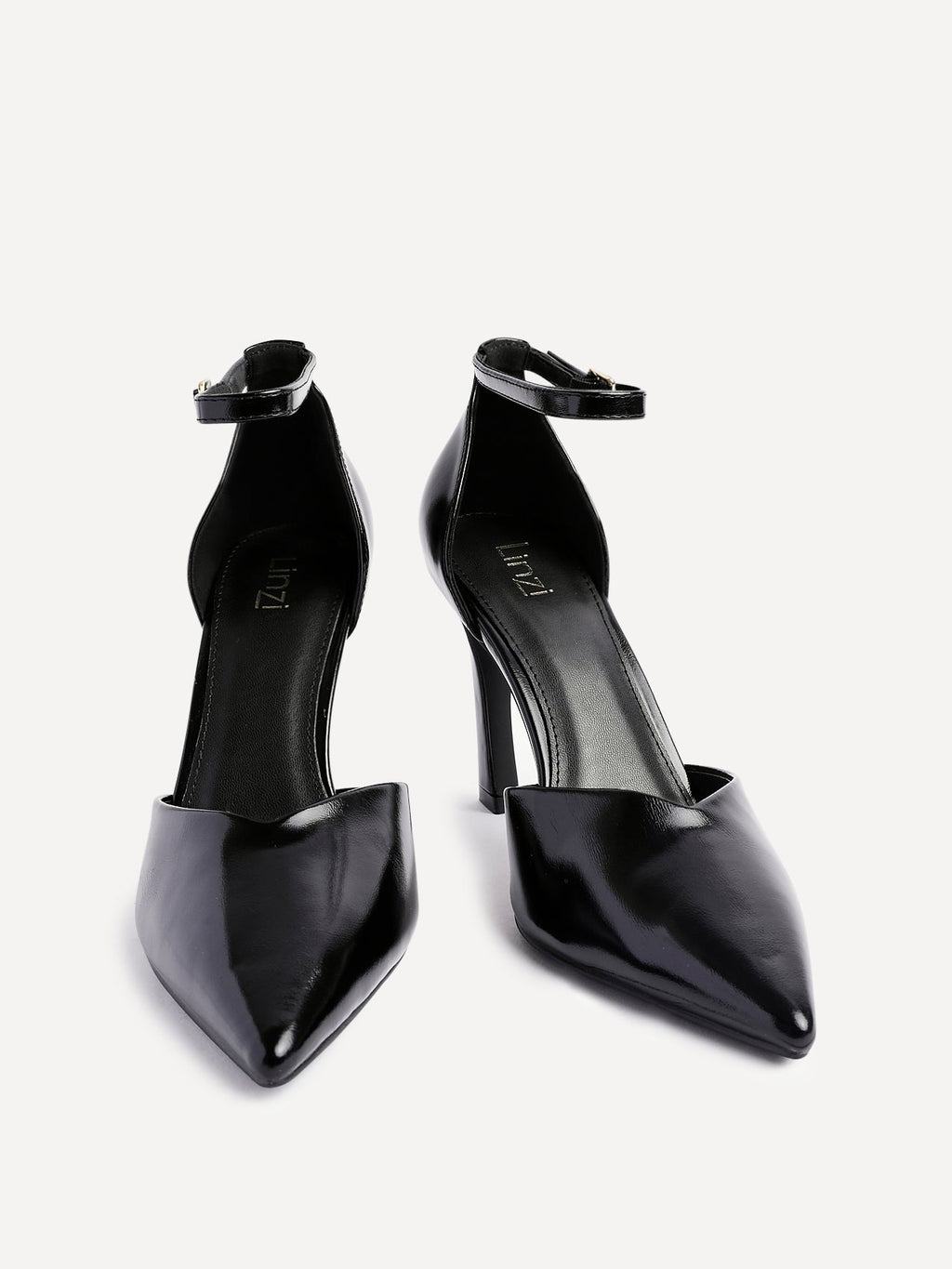 Moira Black Faux Leather V Cut Court Heels