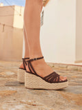 Moment Brown Faux Suede Wedge Sandals