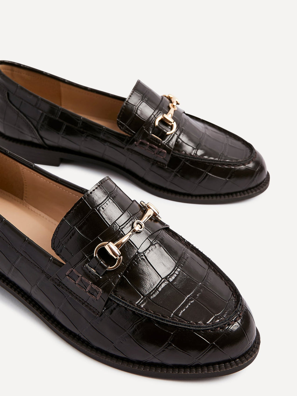 Maison Brown Faux Croc Patent Leather Loafers