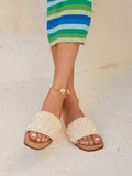 Shell Natural Embellished Slider Sandals