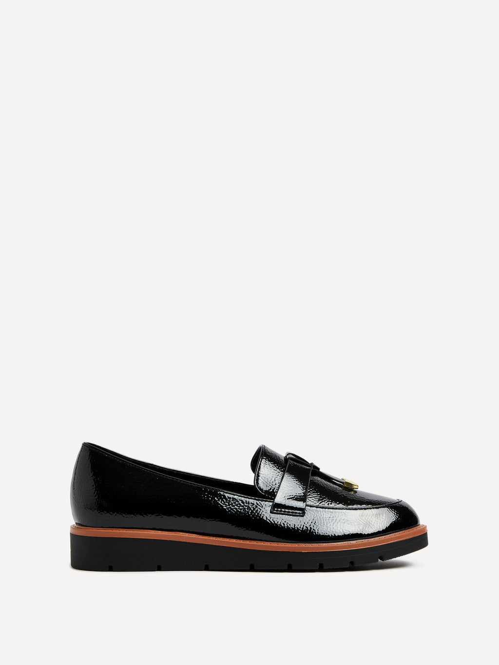 Nancy Black Patent Faux Leather Loafers