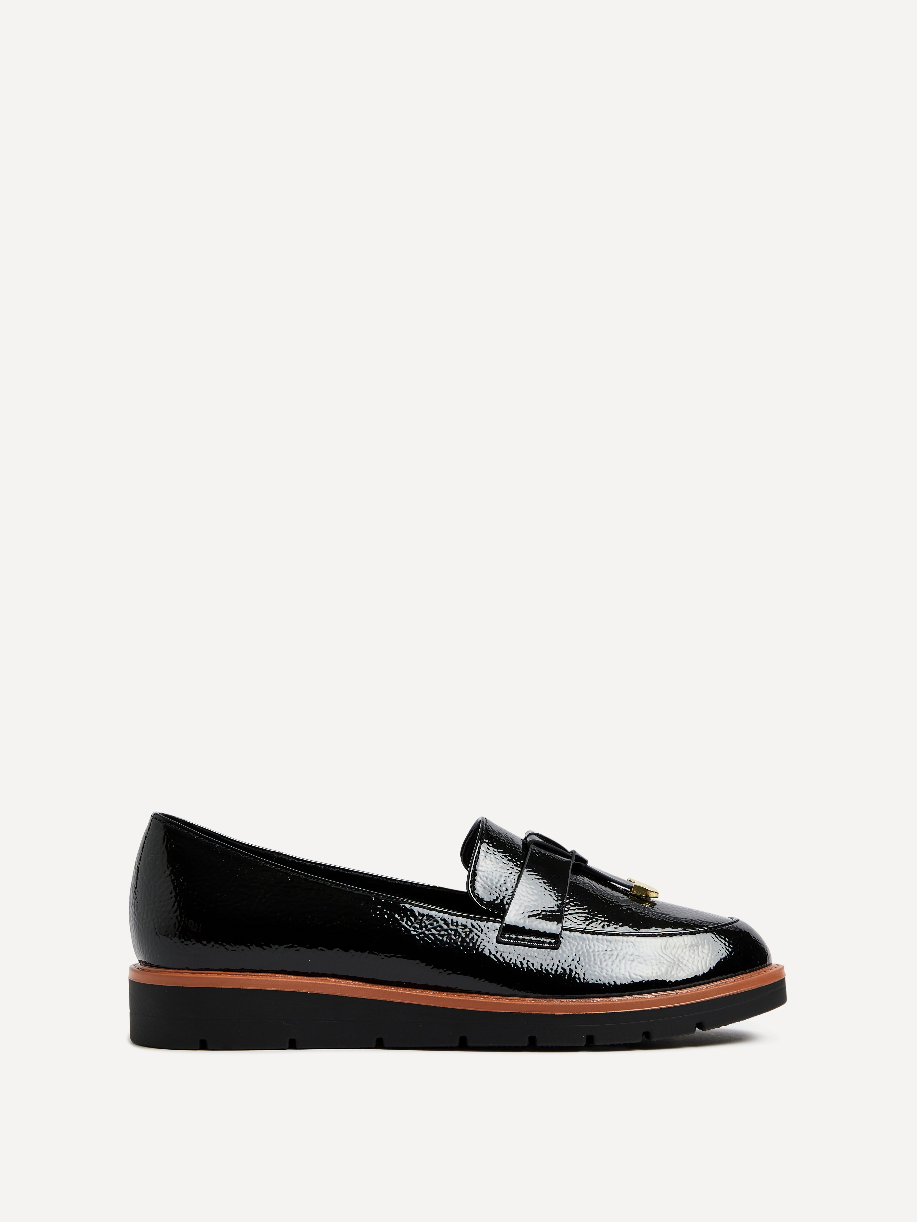 Nancy Black Patent Faux Leather Loafers