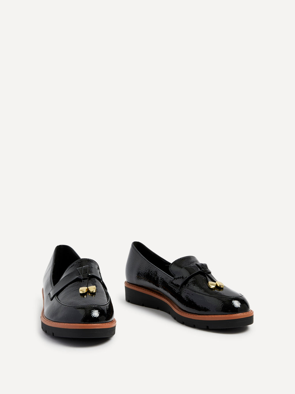 Nancy Black Patent Faux Leather Loafers