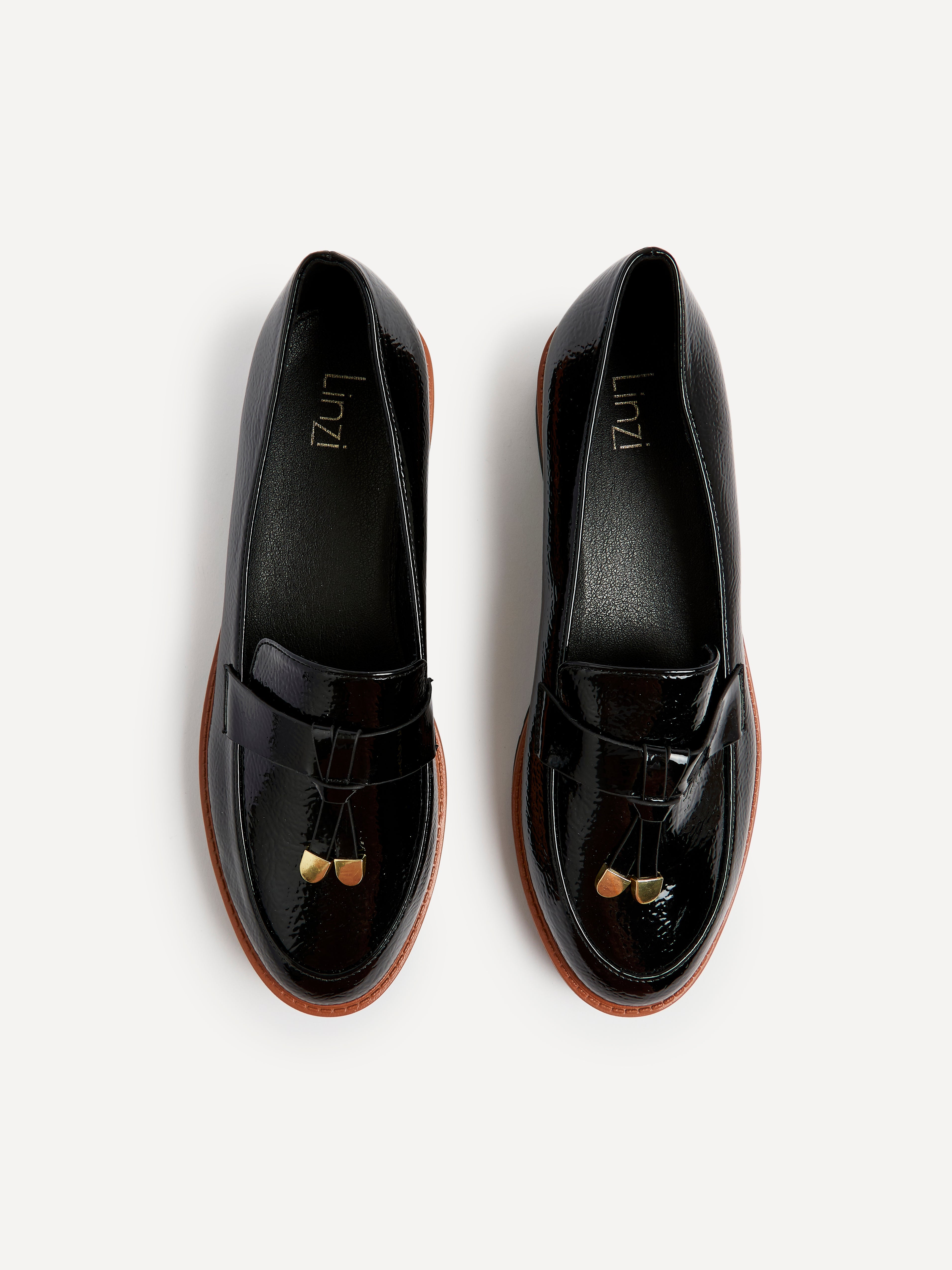 Nancy Black Patent Faux Leather Loafers