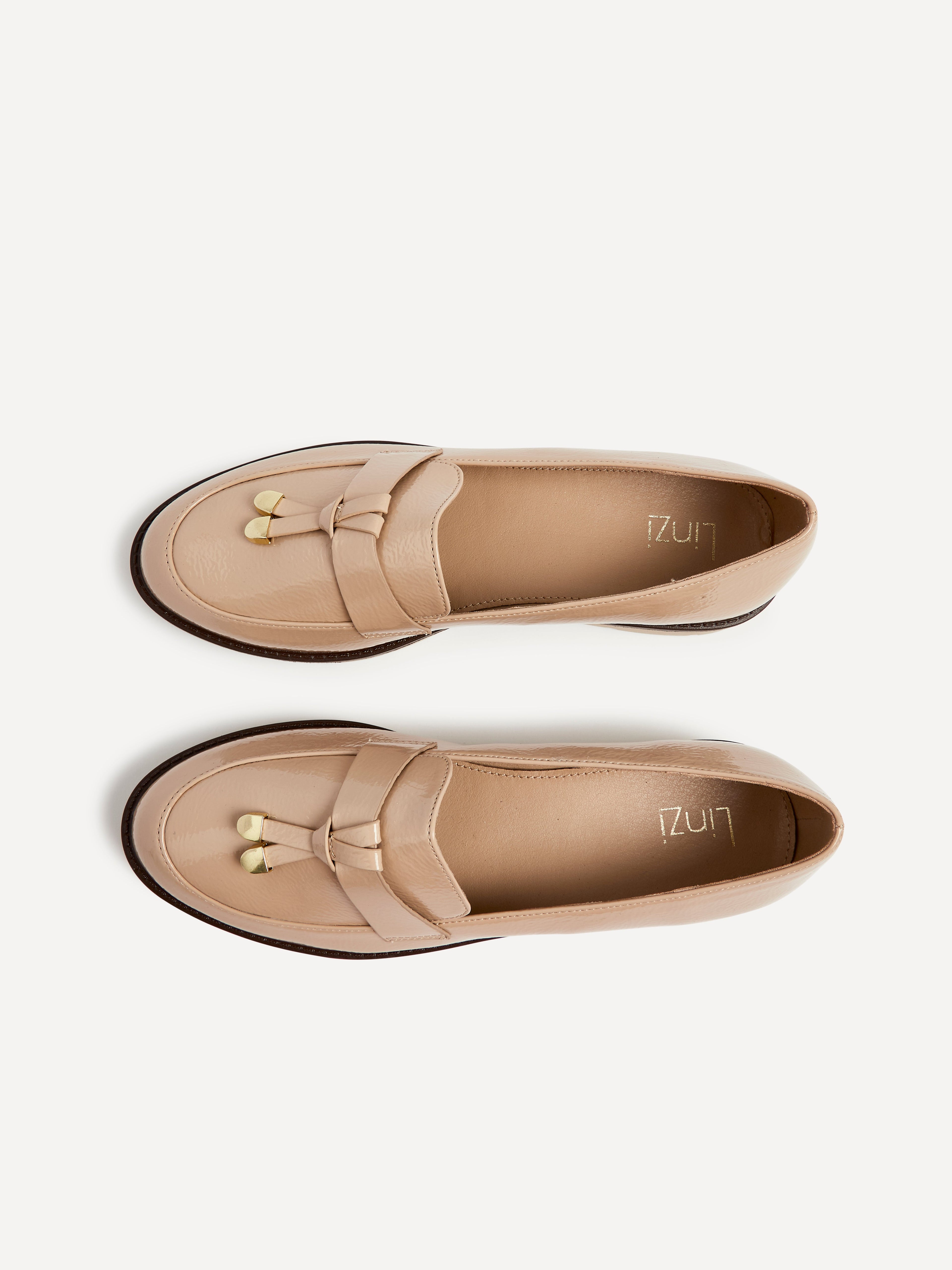Nancy Mocha Patent Faux Leather Loafers