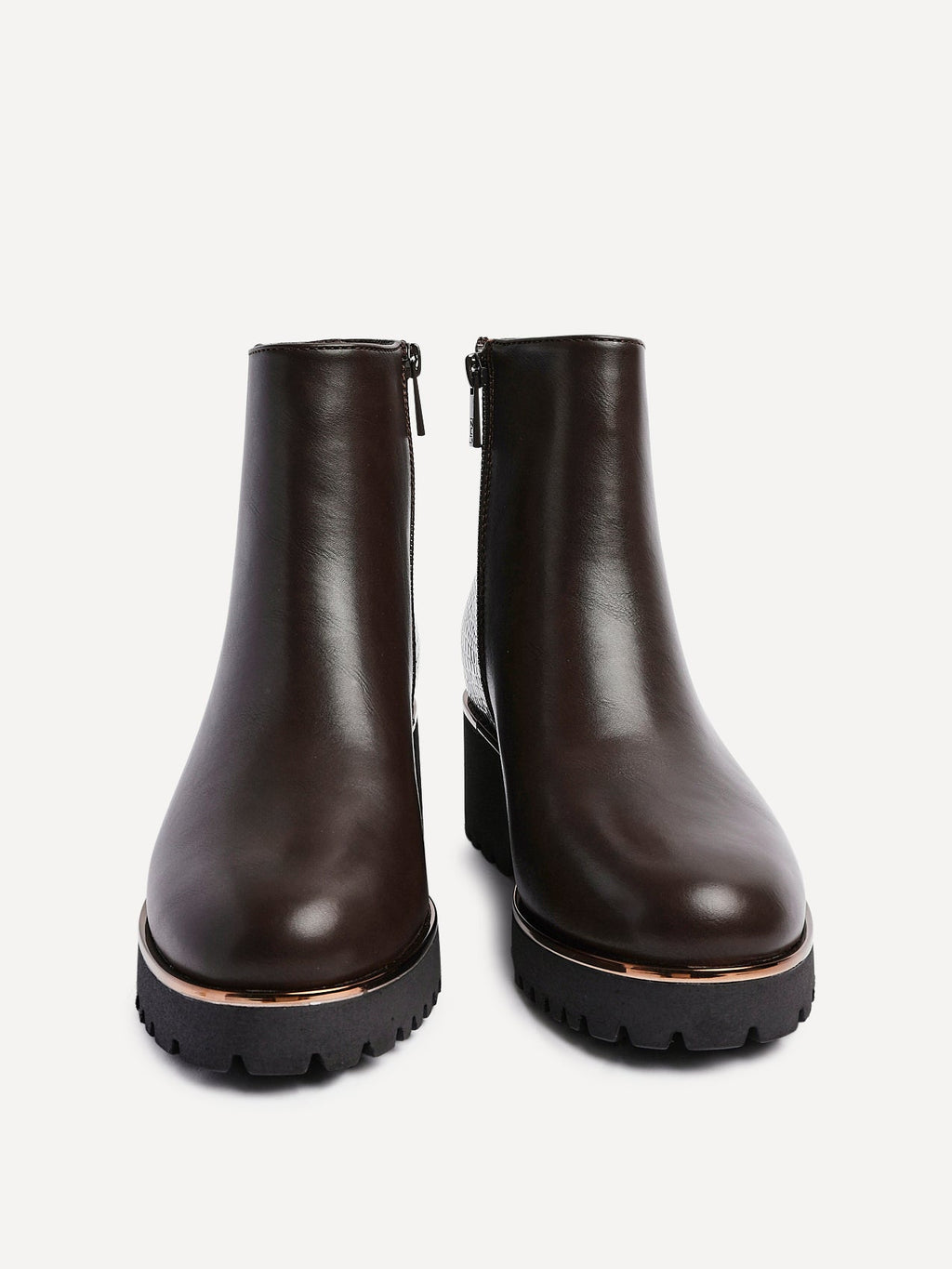 Navigate Brown Croc Wedge Ankle Boots