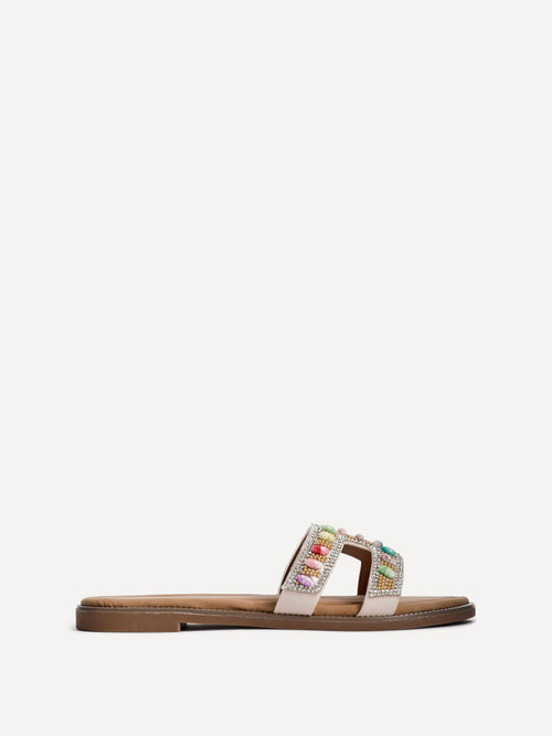 Nerissa Diamante Beaded Flat Sandals