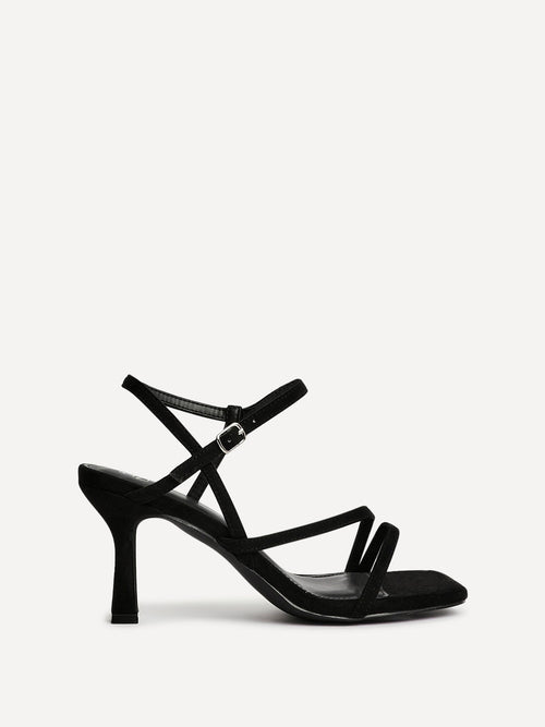 Nicole Black Faux Suede Strappy Heels
