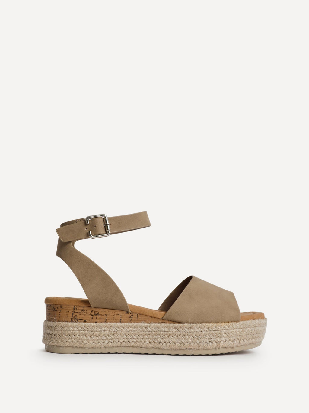 Nirvana Taupe Nubuck Flatform Sandals