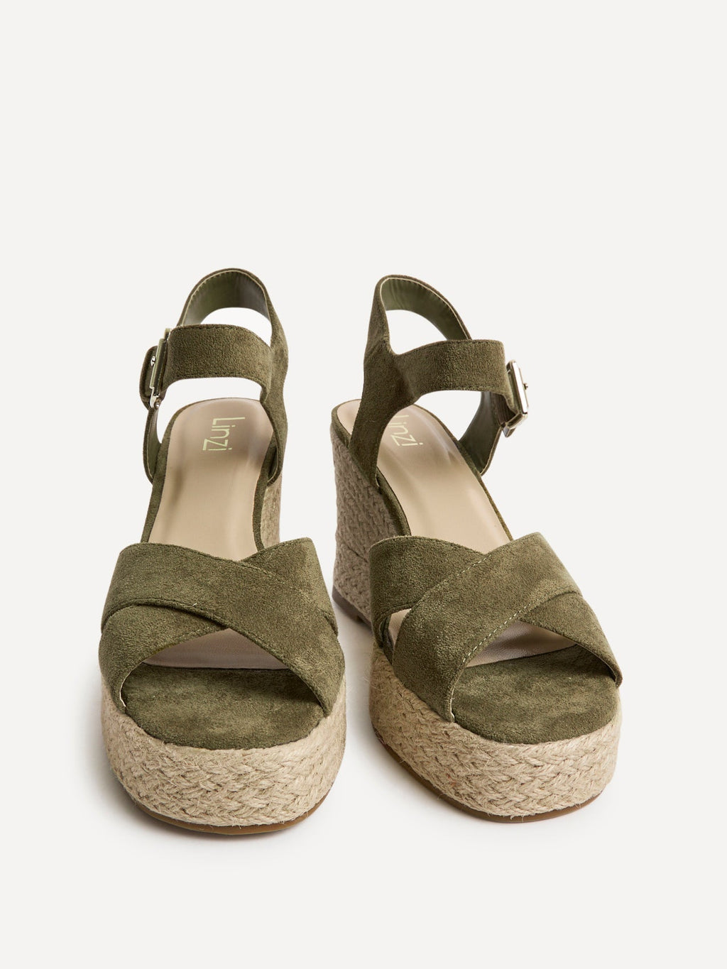 Noah Khaki Crossover Wedge Sandals