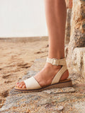 Nora Nude Faux Leather Flat Sandals