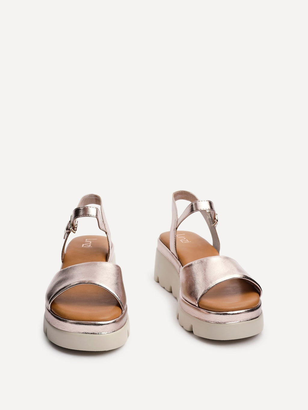 Nyla Rose Gold Platform Cleated Sandals
