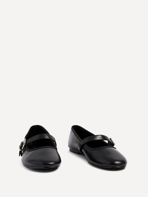 Odette Black Faux Leather Mary Jane Pumps
