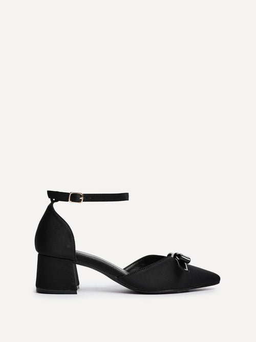 Orla Black Scuba Bow Detail Court Heels