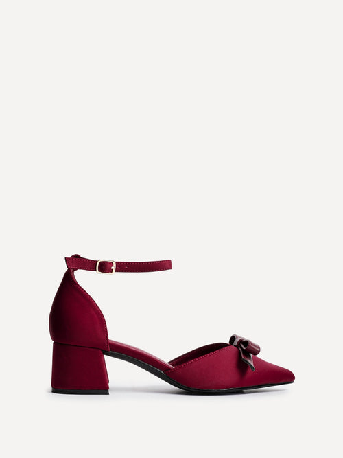Orla Burgundy Scuba Bow Detail Court Heels