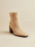 Orlando Beige Block Heeled Ankle Boots