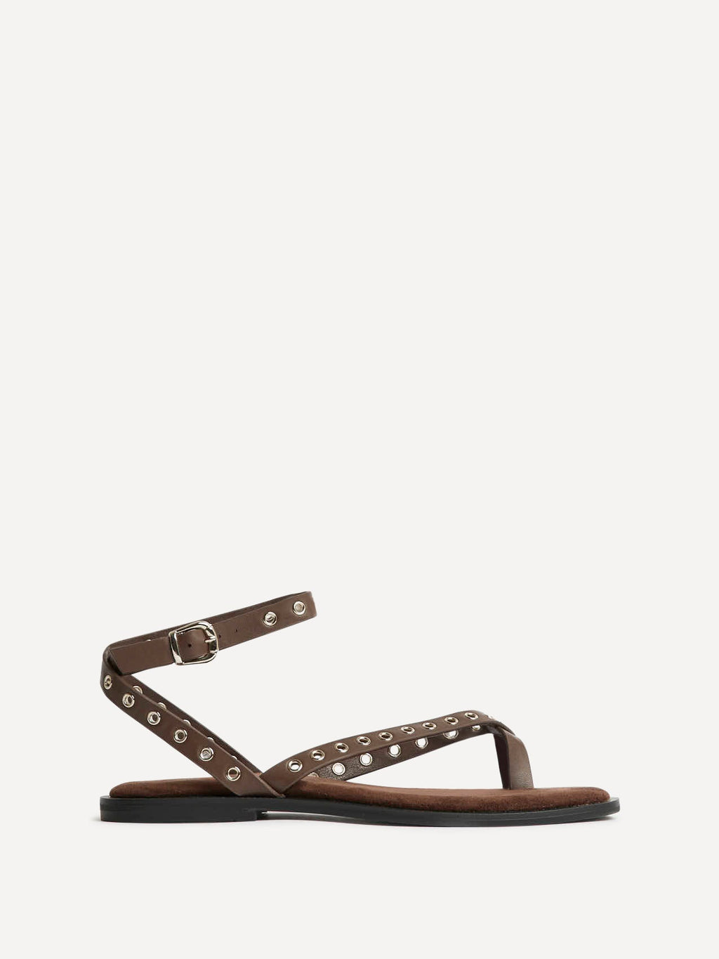 Perrie Brown Faux Suede Flat Sandals