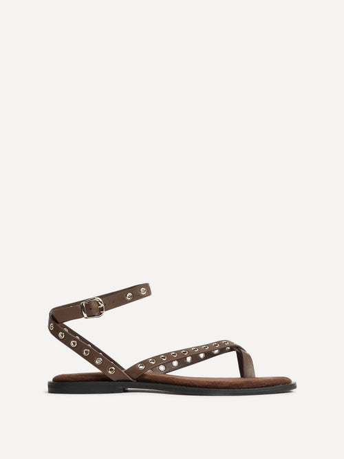Perrie Brown Faux Suede Flat Sandals