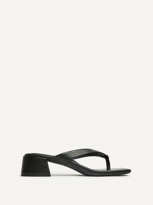 Phase Black Faux Leather Mule Heels