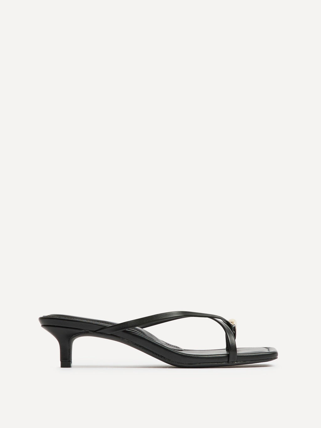 Polished Black Faux Leather Mule Heels