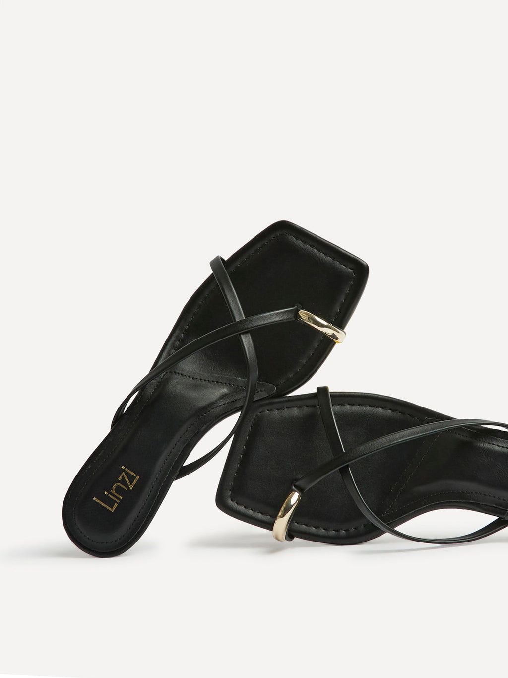 Polished Black Faux Leather Mule Heels