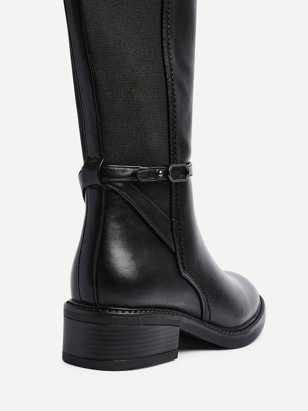 Power Black Faux Leather Riding Boots